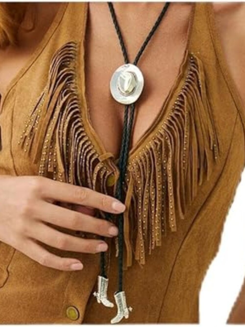 Antique Silver Western Ethnic Hat Boot Lariat Necklace Bolo Tie